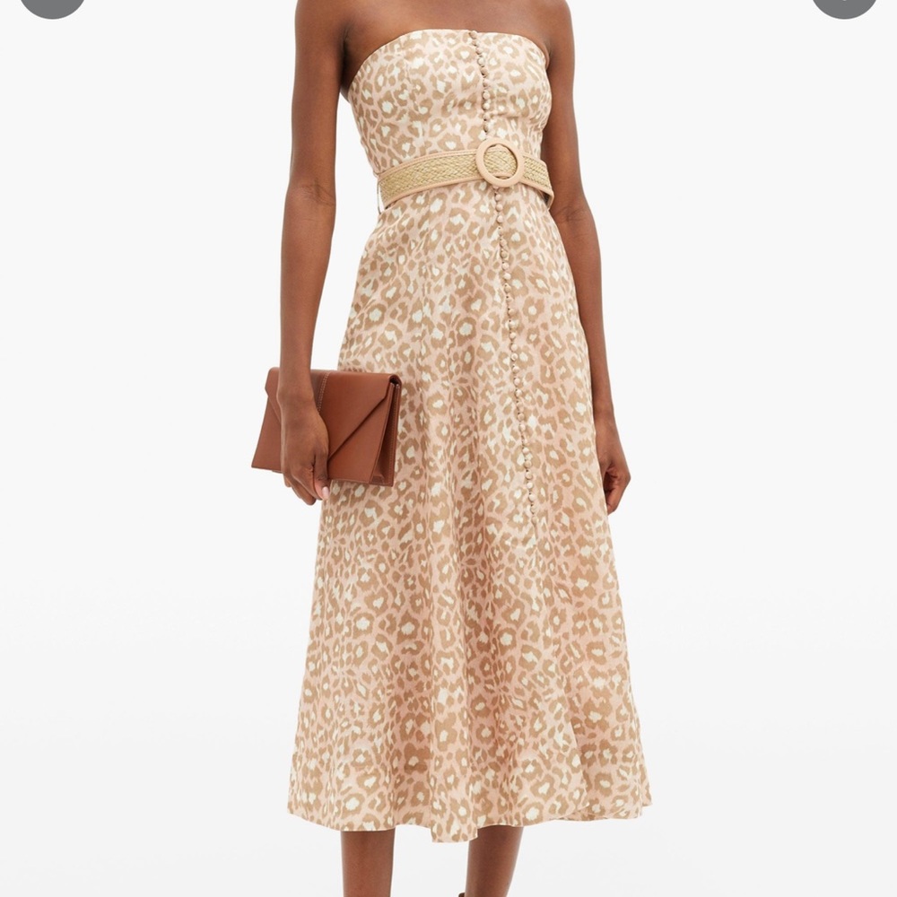 Carnaby Bustier Leopard-print Linen Dress